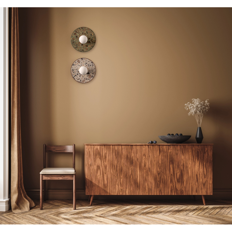 KASPA LEGRA Terracotta G9 Max 1 × 9 W LED IP44 Opal Glass Round Wall Light