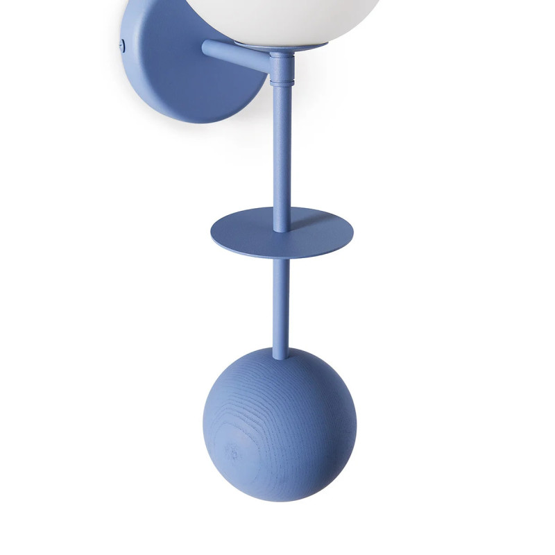 Wall lamp OIO B blue with a decorative wooden ball UMMO