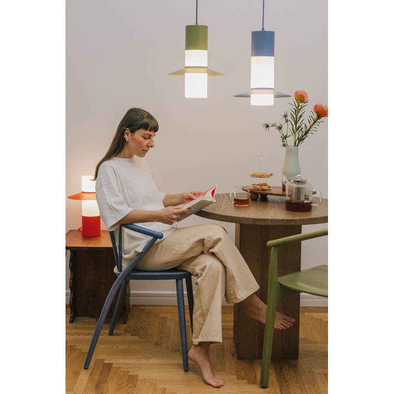 Melonowa lampa stołowa CAPONIO ST z mlecznym kloszem UMMO 24h