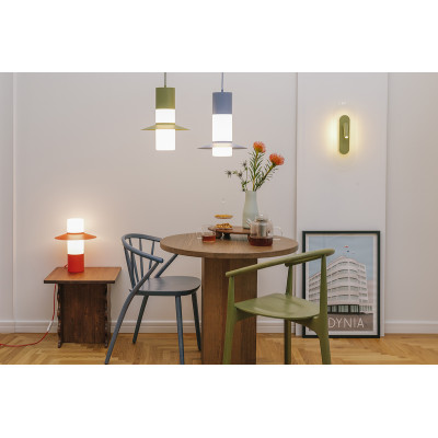 Melonowa lampa stołowa CAPONIO ST z mlecznym kloszem UMMO 24h