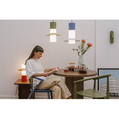 Melonowa lampa stołowa CAPONIO ST z mlecznym kloszem UMMO 24h