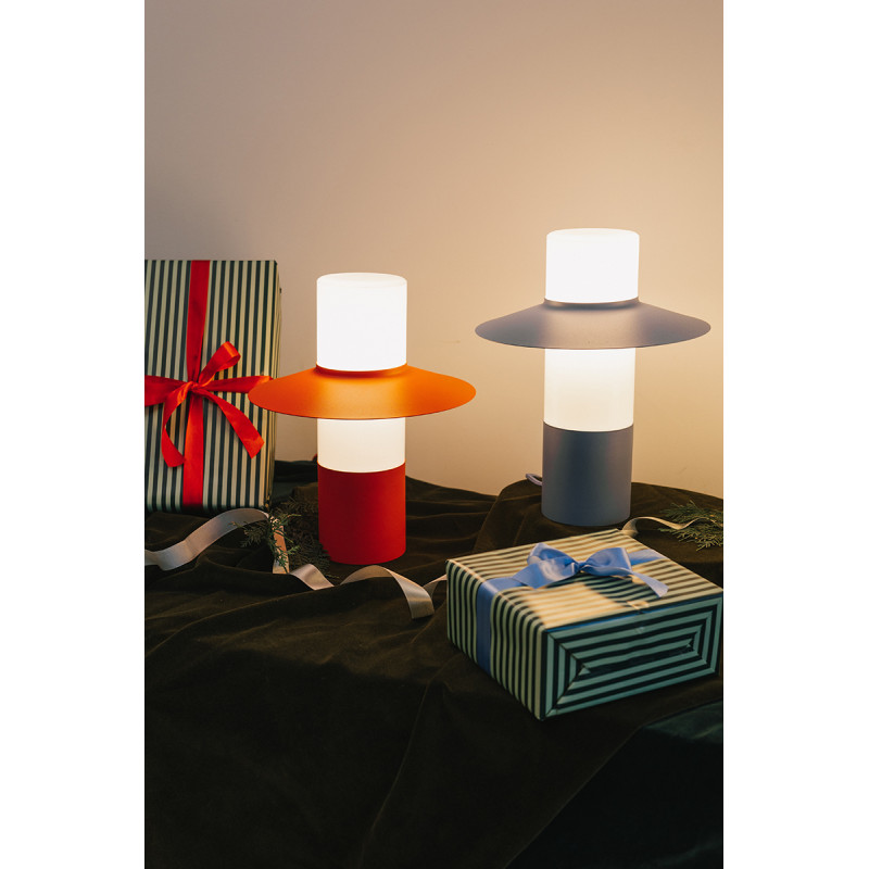 Melonowa lampa stołowa CAPONIO ST z mlecznym kloszem UMMO 24h