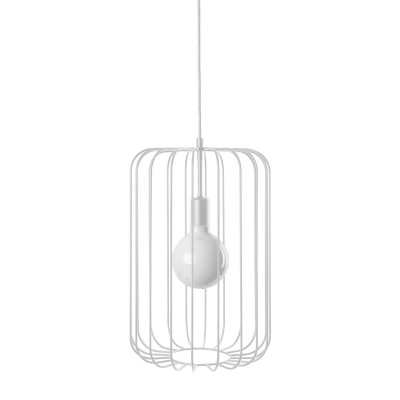 Sufitowa lampa wisząca JAULA A biała metalowa klatka abażur UMMO