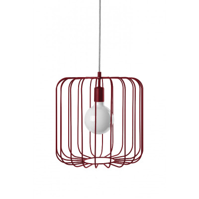 Sufitowa lampa wisząca JAULA B burgundowa metalowa klatka abażur UMMO