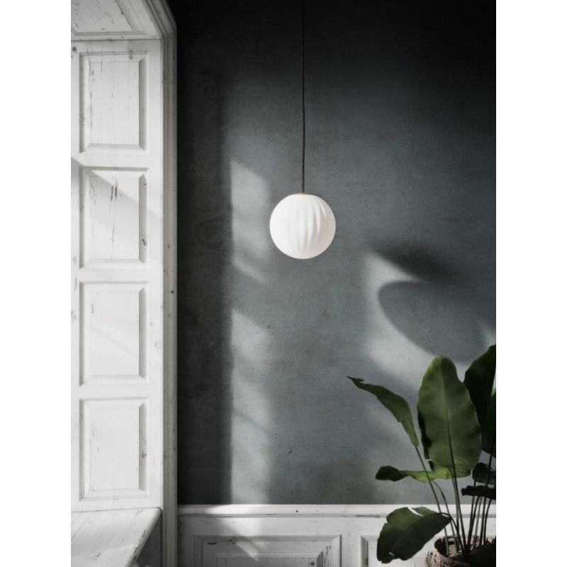 Bright Modeco Brass pendant lamp with cream cord Nordic Tales