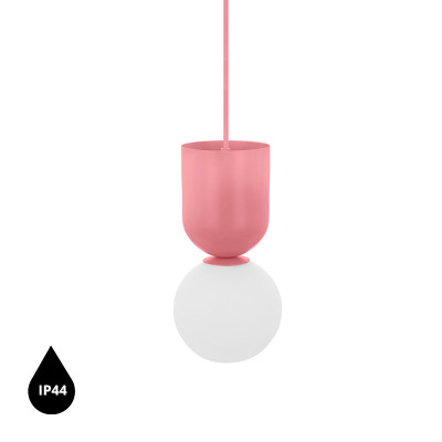 Lampa sufitowa LUOTI różowa lampa wisząca ze szklanym kloszem z podwyższoną szczelnością IP44 UMMO