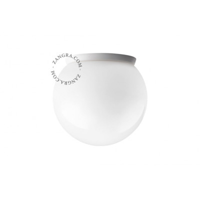 Lampa sufitowa, ścienna o.130.w.001 z ręcznie robionym szklanym kloszem biała Zangra