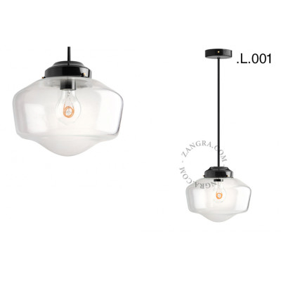 Lampa sufitowa 128.002.b z przezroczystym kloszem L.001 czarna Zangra