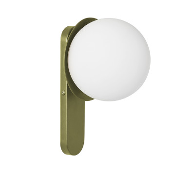 Lampa ścienna kinkiet KUUL D oliwkowe mocowanie ścienne z białą szklaną kulą UMMO 24h