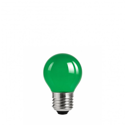 Green plastic festoon light bulb LED ball E27 G45 1W Polamp