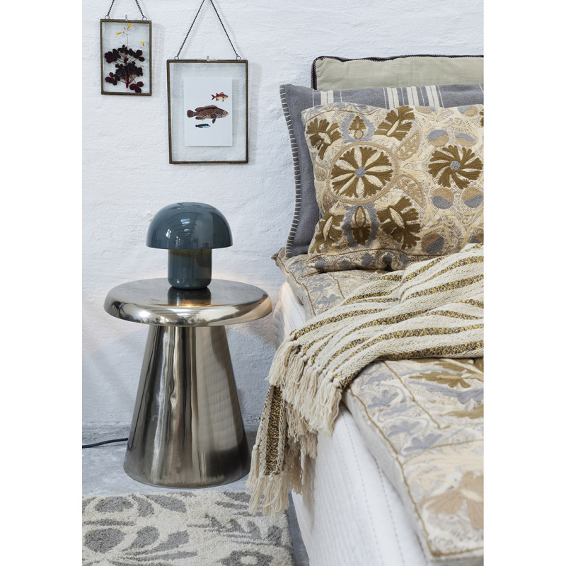 Enamel table lamp dusty blue with a shade Madam Stoltz