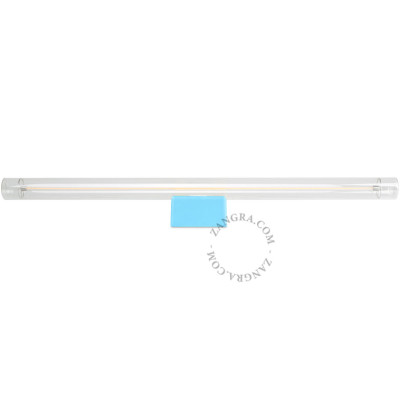 Porcelain wall lamp Adrien S14d with transparent linear bulb 50cm blue Zangra