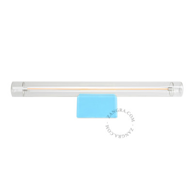 Porcelain wall lamp Adrien S14d with transparent linear bulb 30cm blue Zangra