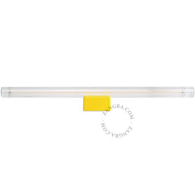 Porcelanowa lampa ścienna Clara S14d z żebrowaną liniową żarówką 50cm żółta Zangra