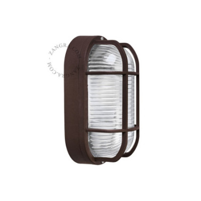 Lampa ścienna Benji oprawa grodziowa brązowa z przeźroczystym szkłem IP44 Zangra