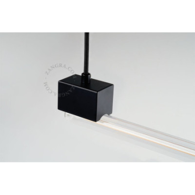 Lampa liniowa wisząca Bruno z przeźroczystym szkłem czarna Zangra