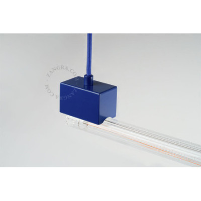 Lampa liniowa wisząca Bruno z liniowym szkłem niebieski Zangra