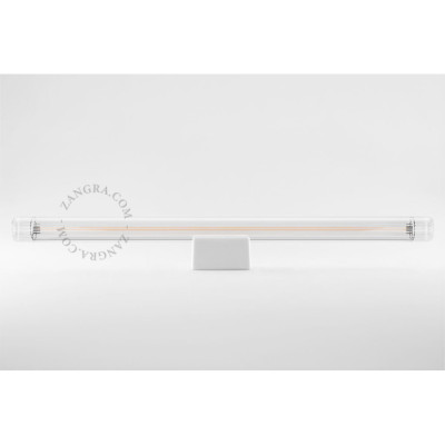 Porcelanowa lampa ścienna Clara S14d z żebrowaną liniową żarówką 50cm biała Zangra