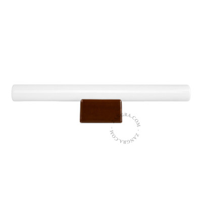 Porcelanowa lampa ścienna Adriana S14d z mleczną liniową żarówką 30cm brązowa Zangra