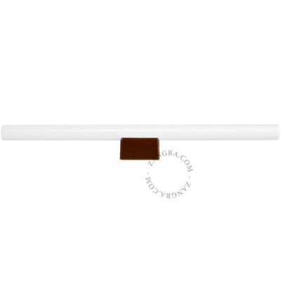 Porcelanowa lampa ścienna Adriana S14d z mleczną liniową żarówką 50cm brązowa Zangra