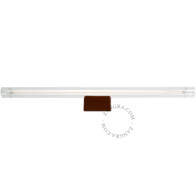 Porcelain wall lamp Adrien S14d with transparent linear bulb 50cm brown Zangra