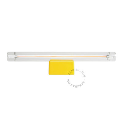 Porcelanowa lampa ścienna Adrien S14d z przezroczystą liniową żarówką 30cm żółta Zangra