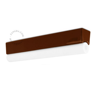 Porcelain wall, ceiling lamp Denis S14d with opal linear bulb 30cm brown Zangra