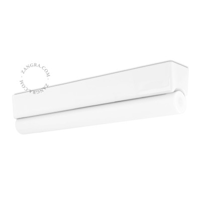 Porcelanowa lampa sufitowa, ścienna Denis S14d z mleczną liniową żarówką 30cm biała Zangra
