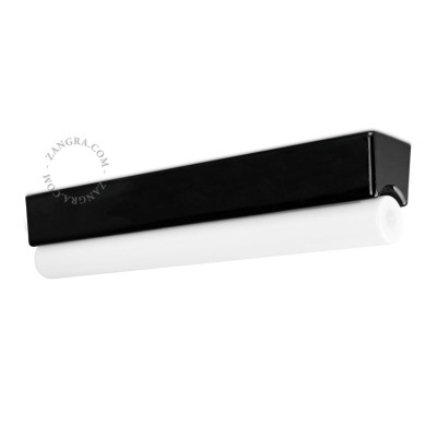 Porcelain wall, ceiling lamp Denis S14d with opal linear bulb 30cm black Zangra