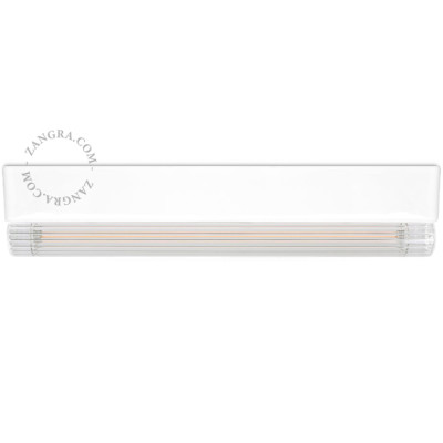 Porcelain wall, ceiling lamp Denis S14d with ribbed linear bulb 30cm white Zangra