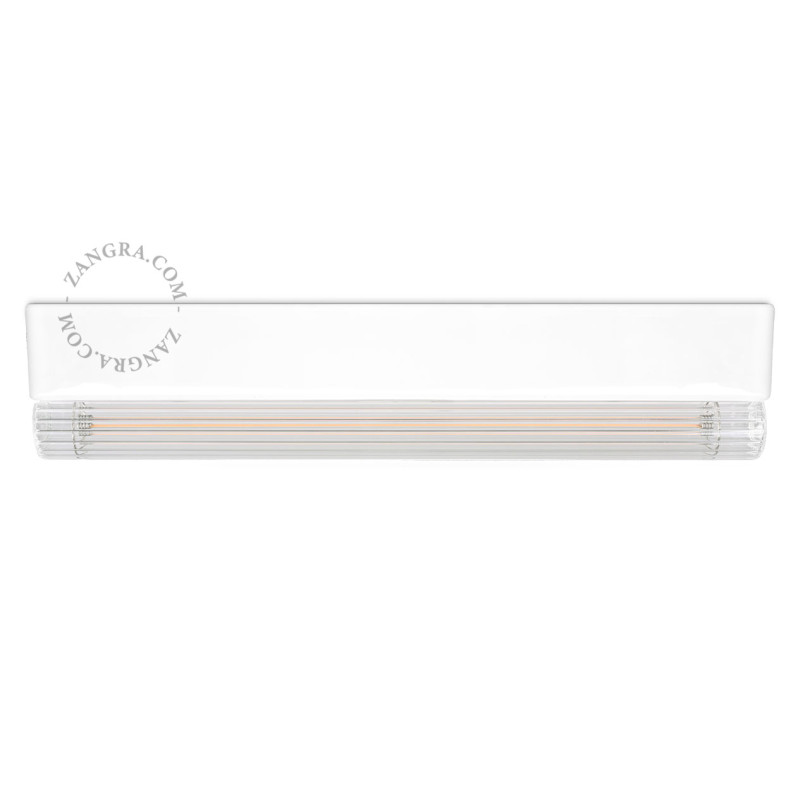 Porcelain wall, ceiling lamp Denis S14d with ribbed linear bulb 30cm white Zangra