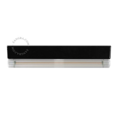 Porcelain wall, ceiling lamp Denis S14d with ribbed linear bulb 30cm black Zangra