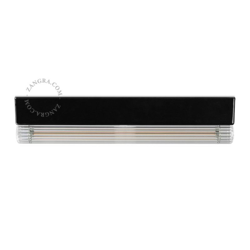 Porcelain wall, ceiling lamp Denis S14d with ribbed linear bulb 30cm black Zangra