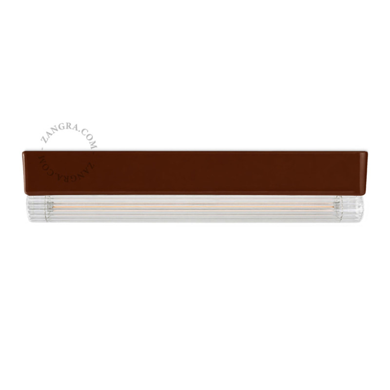 Porcelain wall, ceiling lamp Denis S14d with ribbed linear bulb 30cm brown Zangra