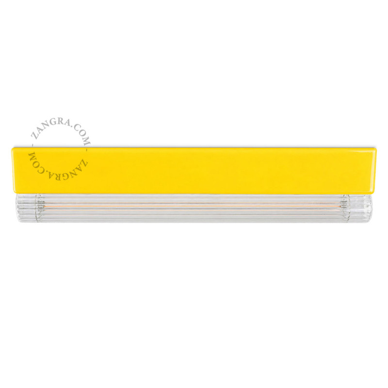 Porcelanowa lampa sufitowa, ścienna Denise S14d z żebrowaną liniową żarówką 30cm żółta Zangra