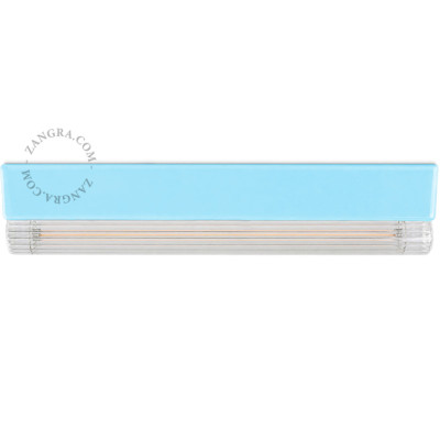 Porcelain wall, ceiling lamp Denis S14d with ribbed linear bulb 30cm blue Zangra