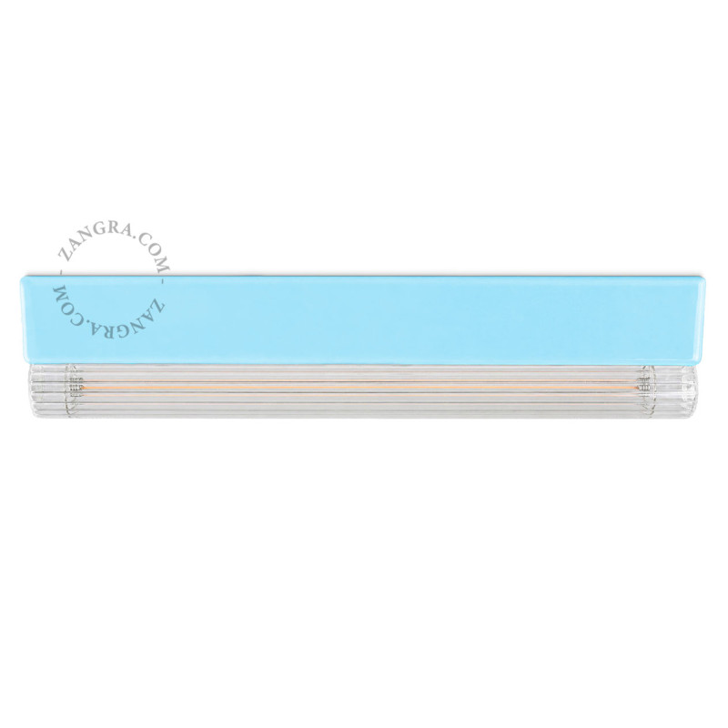 Porcelanowa lampa sufitowa, ścienna Denise S14d z żebrowaną liniową żarówką 30cm niebieska Zangra