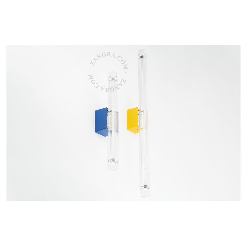 Lampa ścienna S14d z żebrowaną liniową żarówką 50cm żółta Zangra