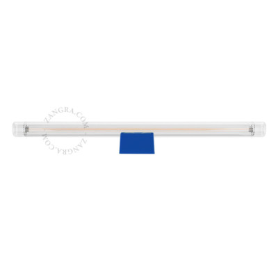 Lampa ścienna S14d z żebrowaną liniową żarówką 50cm niebieska Zangra