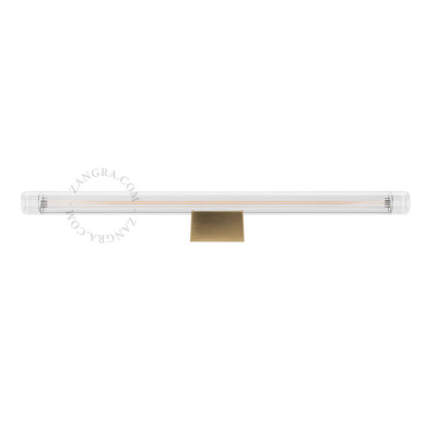 Lampa ścienna S14d z żebrowaną liniową żarówką 50cm mosiężna Zangra