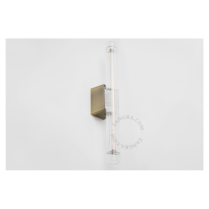 Wall lamp S14d with ribbed linear bulb 50cm brass Zangra