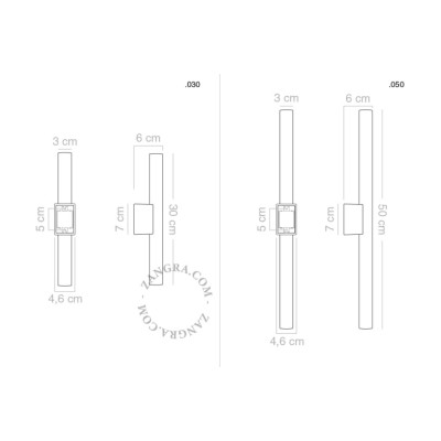 Lampa ścienna S14d z żebrowaną liniową żarówką 50cm srebrna Zangra