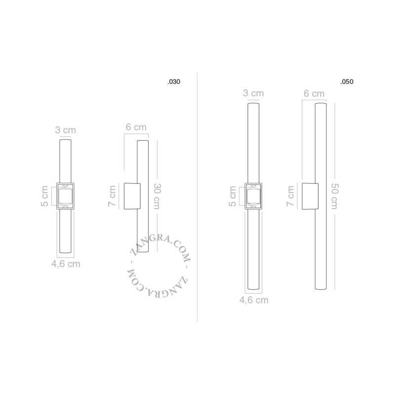 Lampa ścienna S14d z żebrowaną liniową żarówką 50cm srebrna Zangra