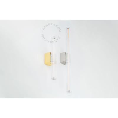 Wall lamp S14d with ribbed linear bulb 50cm silver Zangra