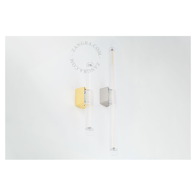 Wall lamp S14d with ribbed linear bulb 50cm silver Zangra
