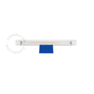 Lampa ścienna S14d z żebrowaną liniową żarówką 30cm niebieska Zangra