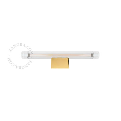 Lampa ścienna S14d z żebrowaną liniową żarówką 30cm złota Zangra
