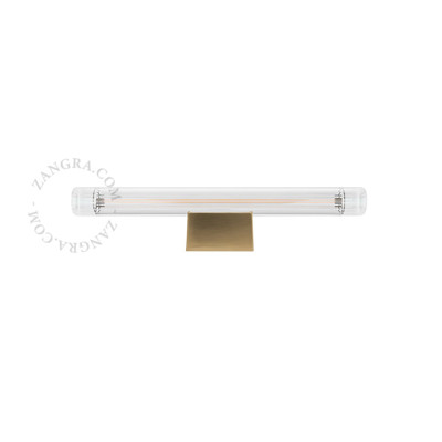 Wall lamp S14d with ribbed linear bulb 30cm brass Zangra