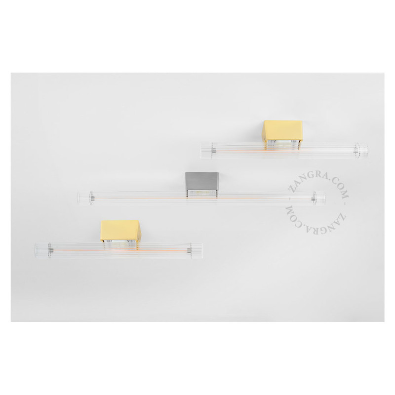 Wall lamp S14d with ribbed linear bulb 30cm silver Zangra