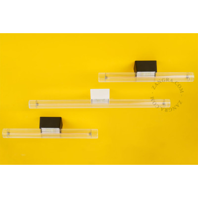 Wall lamp S14d with ribbed linear bulb 50cm black Zangra